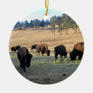 Bison in Colorado Ceramic Tree Decoration