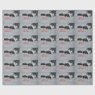 Bison in snow Christmas wrapping paper