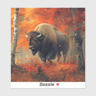 Bison in the Autumn Woods Artwork