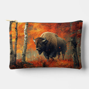 Bison in the Autumn Woods Artwork Accessory Pouch