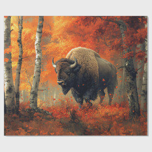 Bison in the Autumn Woods Artwork Wrapping Paper