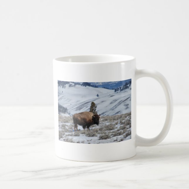 Bison in the Winter Mountains of Yellowstone Coffee Mug (Right)