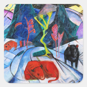 Bison in Winter by Franz Marc Square Sticker