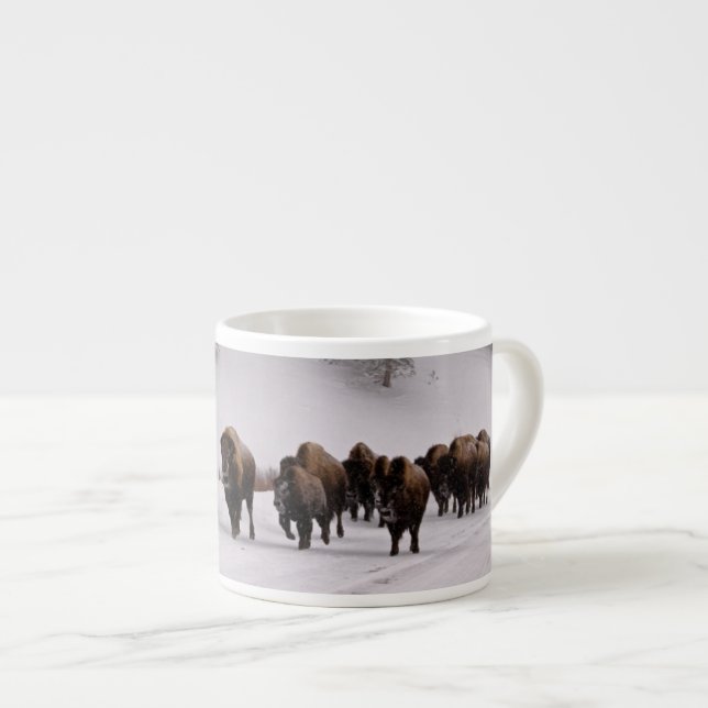 Bison in Winter Espresso Cup (Front Right)