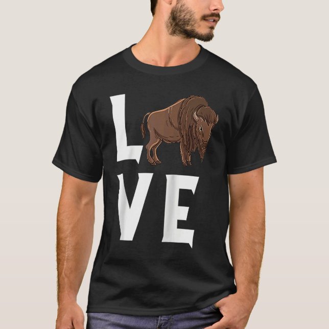 Bison Love Cow Buffalo National Park Western Wildl T-Shirt (Front)