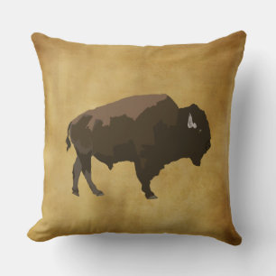Bison   Mighty American Buffalo   Tatanka Drawing Cushion