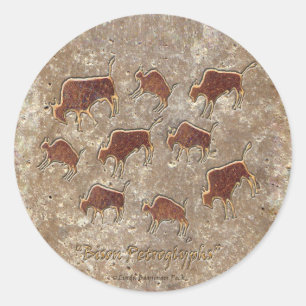 Bison Petroglyphs Classic Round Sticker