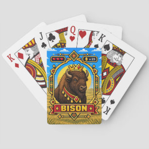 Bison Retro 8-Bit Pixel Art Playing Cards