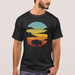Bison Retro Vintage 60s 70s Sunset Buffalo Mammal  T-Shirt