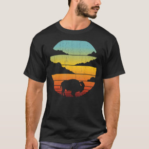 Bison Retro Vintage 60s 70s Sunset Buffalo Mammal  T-Shirt