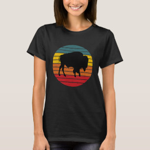 Bison Retro Vintage Sunset Two Sided T-Shirt