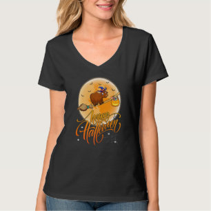 Bison Ride Witch Shotgun Vintage Moon Bison Hallow T-Shirt