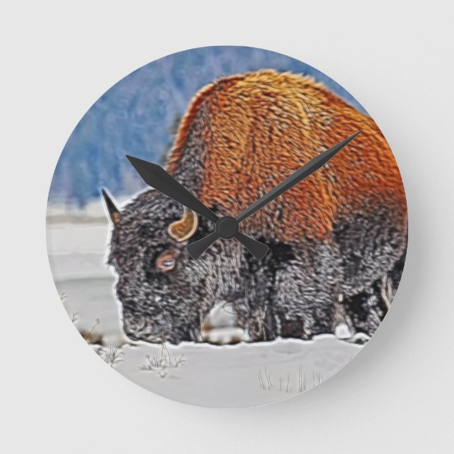 Bison Round Clock (Front)