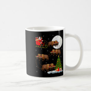 Bison Santa Sleigh Flying Funny Magical Christmas  Coffee Mug