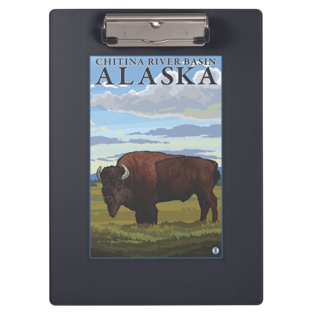 Bison Scene - Chitina River Basin, Alaska Clipboard (Front)