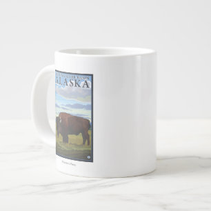 Bison Scene - Chitina River Basin, Alaska Large Coffee Mug