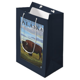 Bison Scene - Delta Junction, Alaska Medium Gift Bag