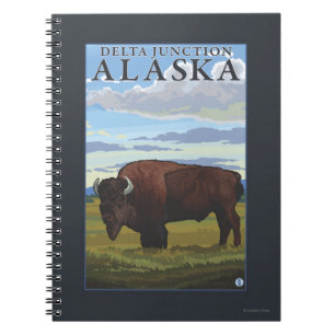Bison Scene - Delta Junction, Alaska Notebook