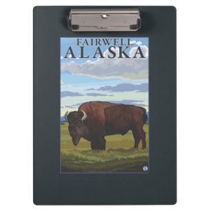 Bison Scene - Fairwell, Alaska Clipboard