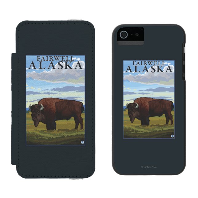 Bison Scene - Fairwell, Alaska Incipio iPhone Wallet Case (Side by Side)