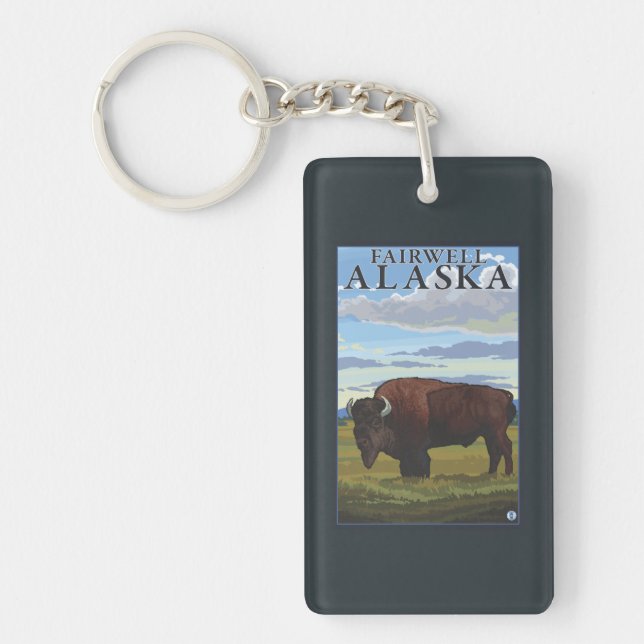Bison Scene - Fairwell, Alaska Key Ring (Front)