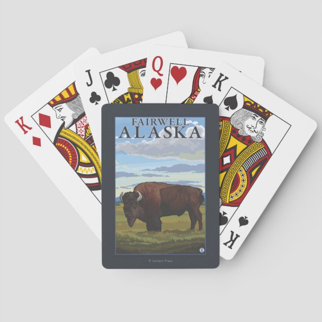 Bison Scene - Fairwell, Alaska Playing Cards (Back)
