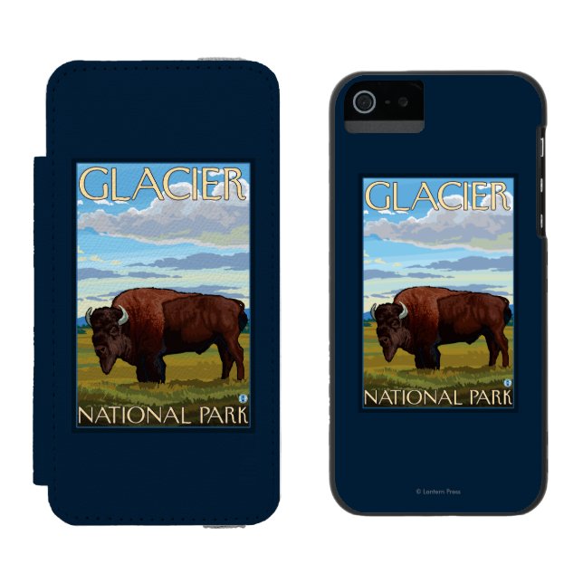 Bison Scene - Glacier National Park, MT Incipio iPhone Wallet Case (Side by Side)