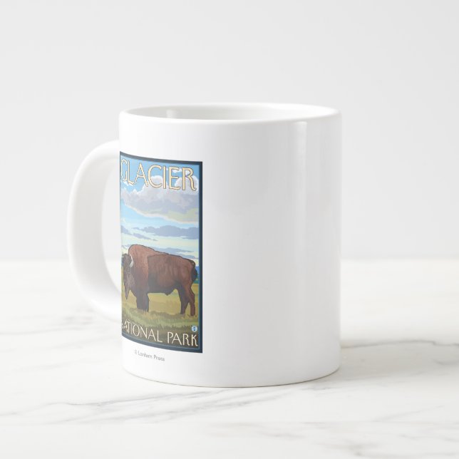 Bison Scene - Glacier National Park, MT Large Coffee Mug (Front Left)