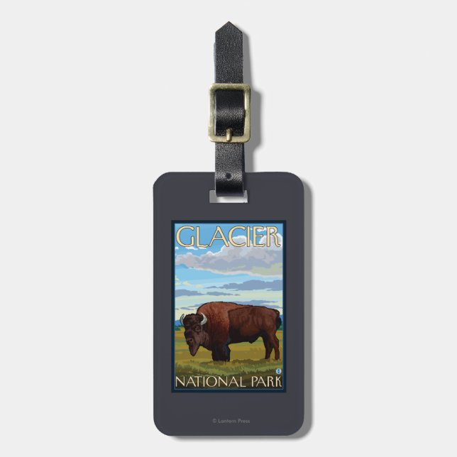 Bison Scene - Glacier National Park, MT Luggage Tag (Front Vertical)