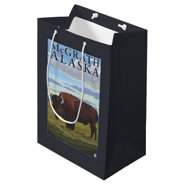Bison Scene - McGrath, Alaska Medium Gift Bag (Front Angled)