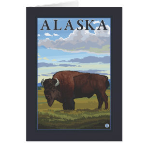 Bison Scene- Vintage Travel Poster