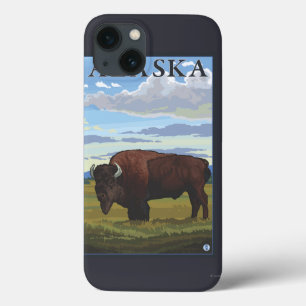 Bison Scene- Vintage Travel Poster iPhone 13 Case