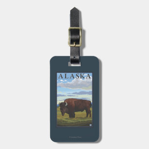 Bison Scene- Vintage Travel Poster Luggage Tag