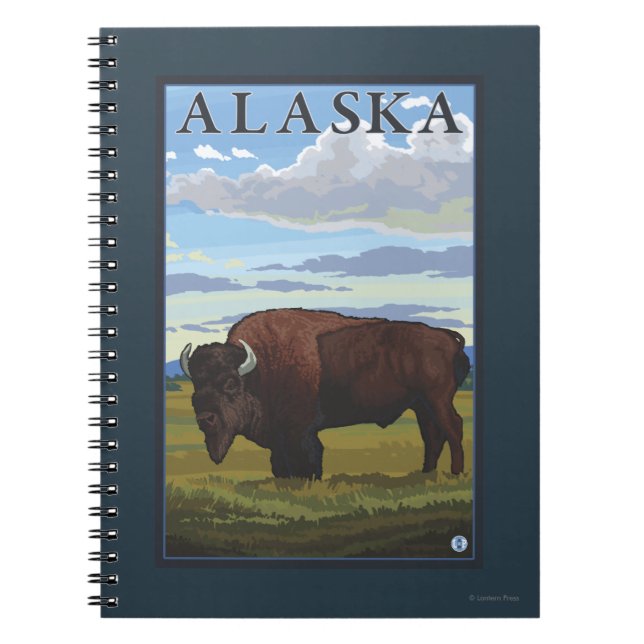 Bison Scene- Vintage Travel Poster Notebook (Front)