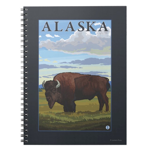 Bison Scene- Vintage Travel Poster Notebook (Front)