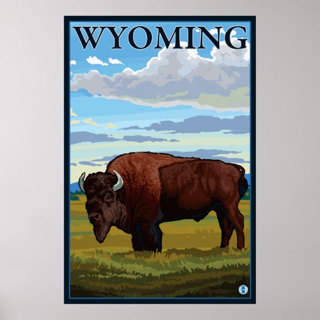 Bison Scene - Wyoming Poster (Front)