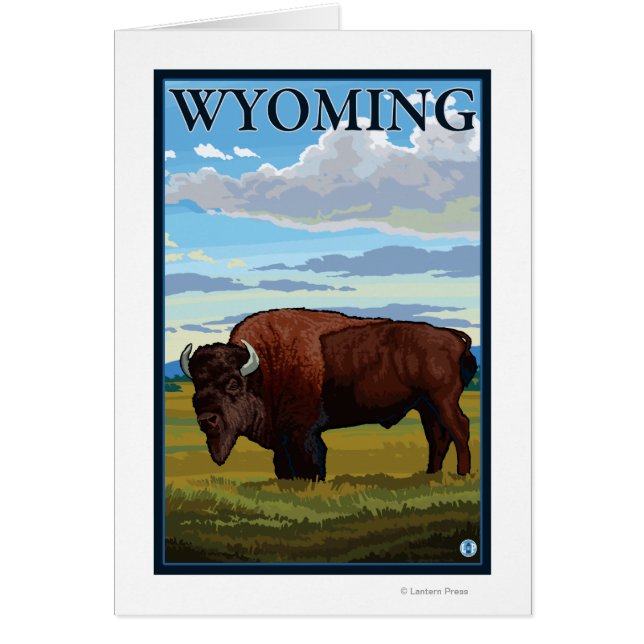 Bison SceneWyomingVintage Travel Poster (Front)
