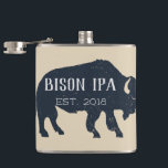 Bison Silhouette Customisable Hip Flask<br><div class="desc">Distressed look bison / buffalo silhouette with customisable text in modern industrial font</div>