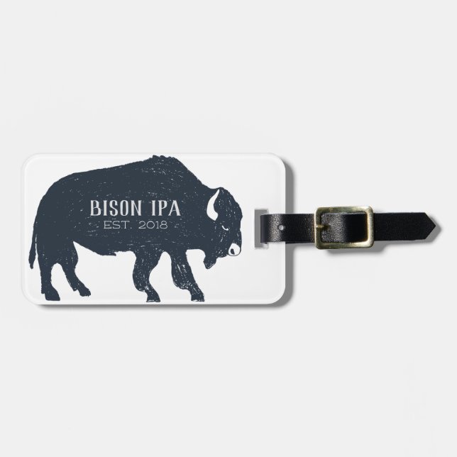 Bison Silhouette Customisable Luggage Tag (Front Horizontal)