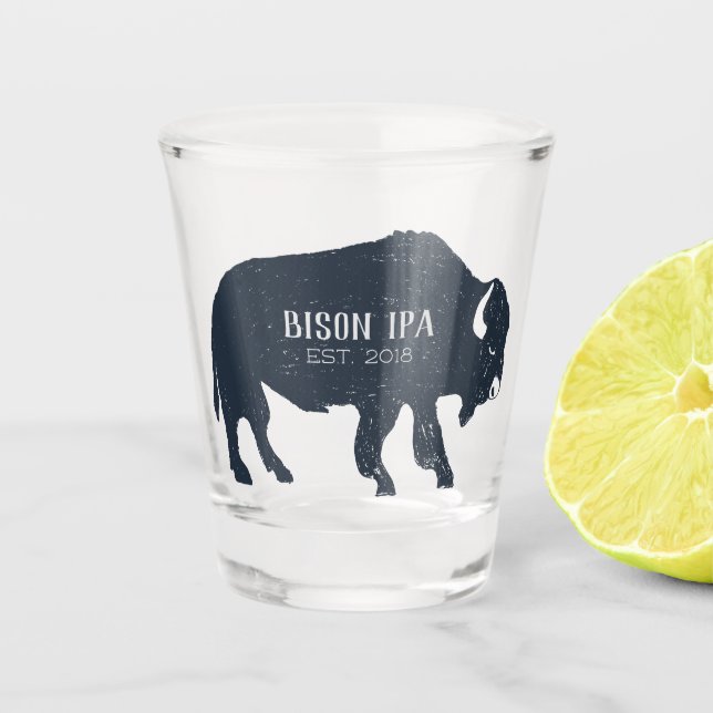 Bison Silhouette Customisable Shot Glass (Front)