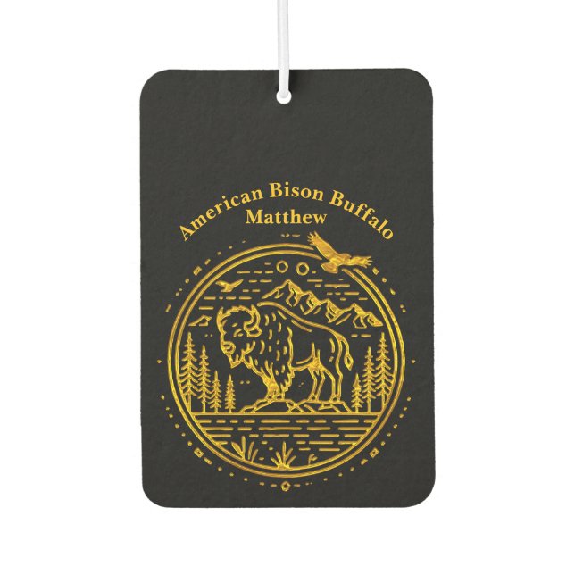 Bison Stands Majestically in a Natural Landscape Car Air Freshener (Front)