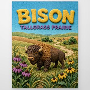 Bison Tallgrass Prairie Modern KlayKoo Postcard