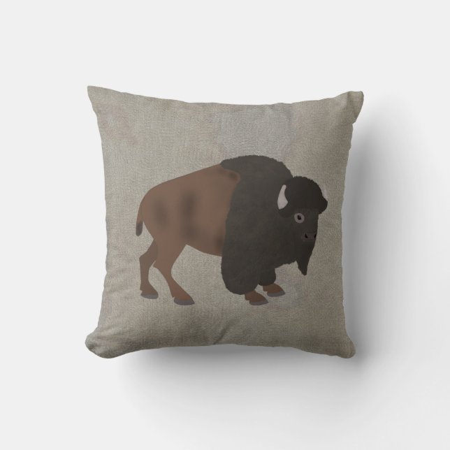 Bison Throw Pillow (Front)