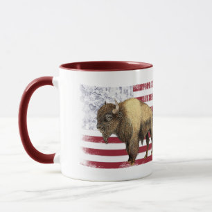 Bison US Buffalo American Flag USA Mug