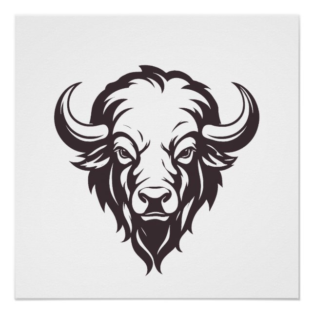 Bison Vector Art Animal Modern Urban City Graphic Poster (Front)