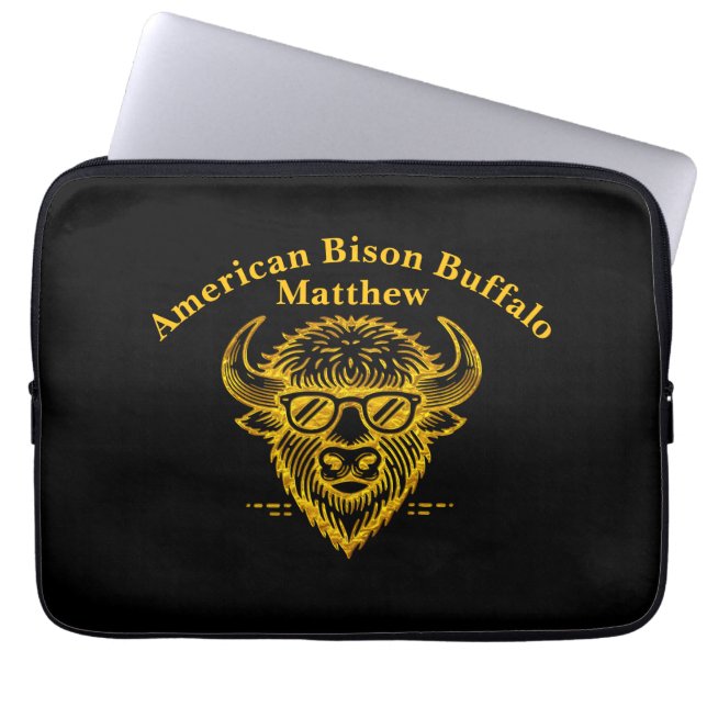 Bison Wearing Sunglasses With a Cool Expression Laptop Sleeve (Front)