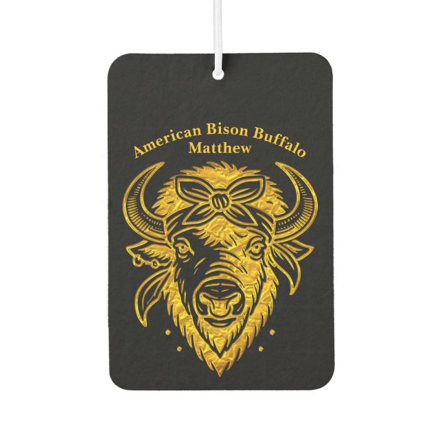 Bison With Bandanna in Graphic Style Artwork Car Air Freshener (Front)