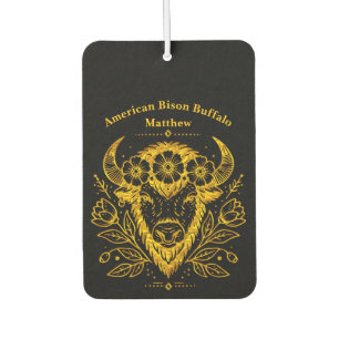 Bison With Floral Crown in Intricate Design Car Air Freshener