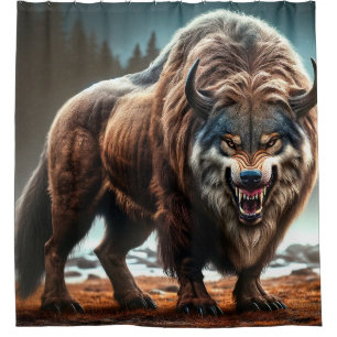 Bison Wolf Shower Curtain