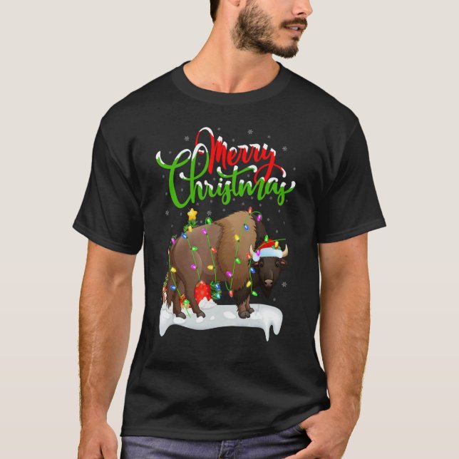 Bison   Xmas Decorations Santa Bison Christmas T-Shirt (Front)
